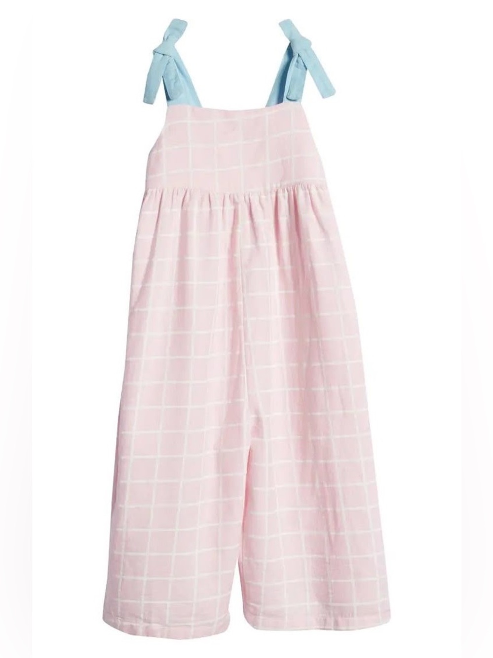 Kids Open Edit widowpane plaid shoulder tie jumpsuit